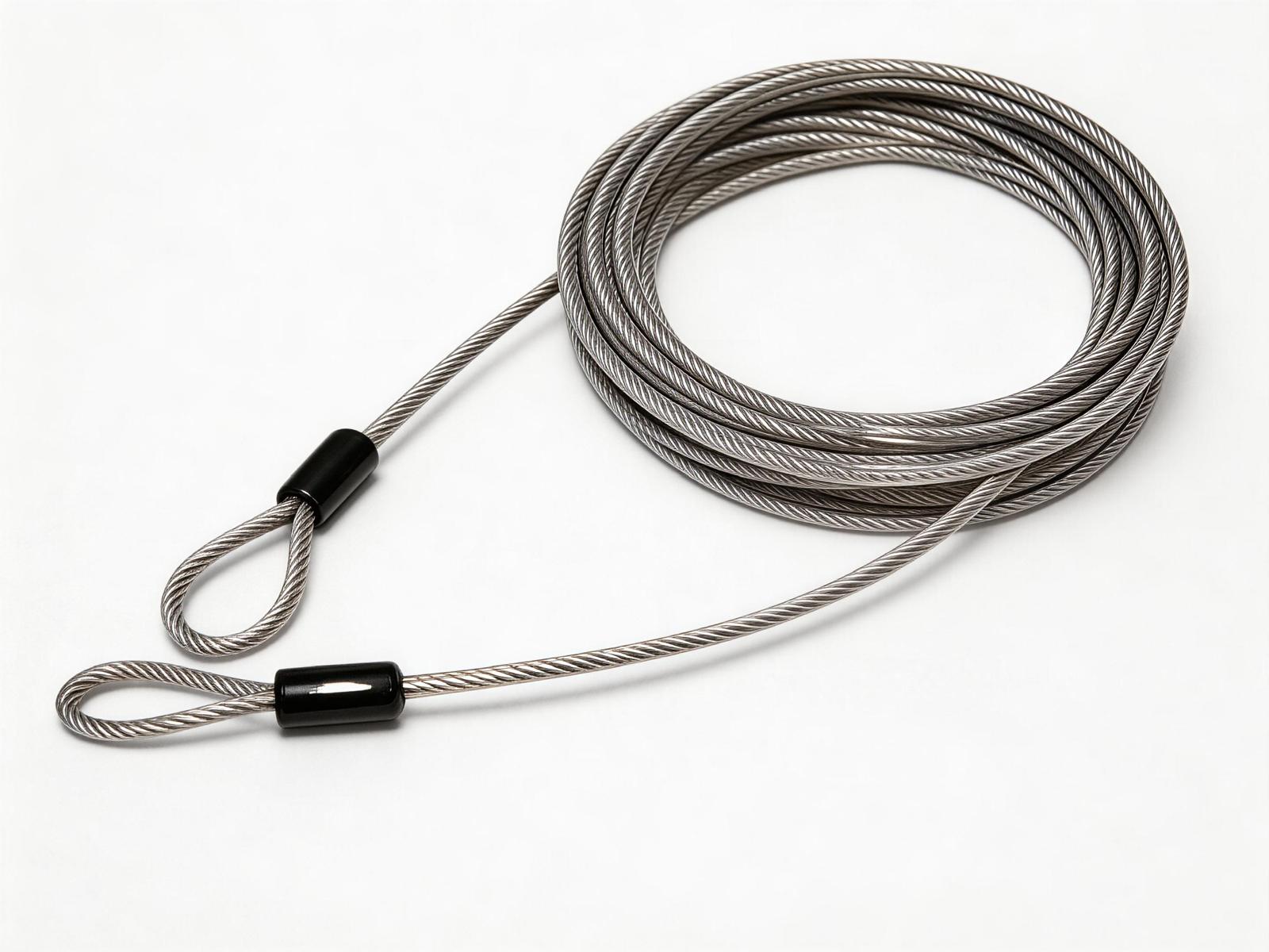 Looped Steel Security Cable with Clear Protective Coating, 3.3mm x 15f ...