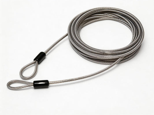 Looped Steel Security Cable with Clear Protective Coating, 3.3mm x 15ft